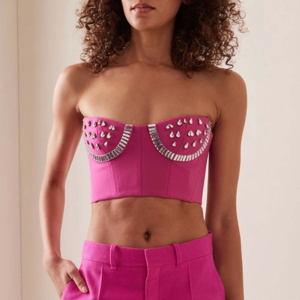NWT AREA Crystal Watermelon Cup Bustier, Size Small